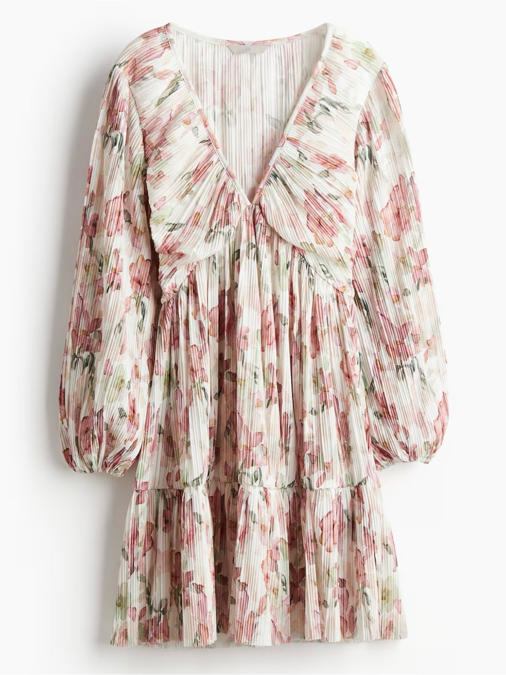 H&M women dusty pink/floral plisse dress